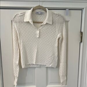 Zara Women's Cream Button Down Shirt